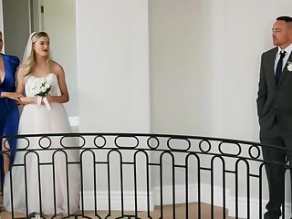 Horny bride is having lesbian sex moments before wedding